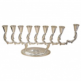 Silver Menorah with Three Tiered Base