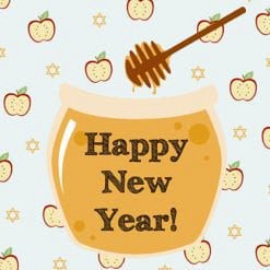 Happy New Year Card (honey + dipper) 