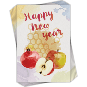 Happy New Year Pack of 6 Cards (honey + apple)