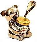 Bear Honey Jar Holder & Spoon (gold plated) 