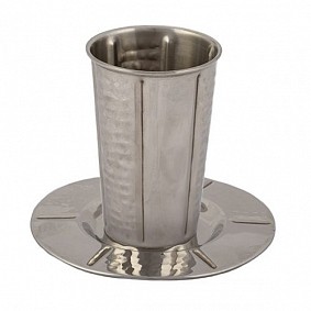 Stainless steel kiddush cup vertical lines