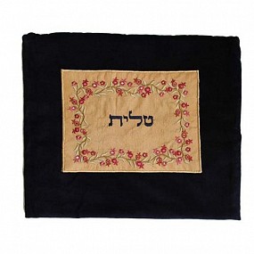 Velvet Tallit bag with Pomegranates embroidery 