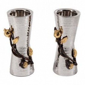 Small Candlesticks, stainless steel, pomegranates