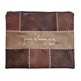 Faux leather tallit bag brown