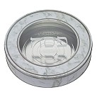 Round tin Matzah box with see-through lid