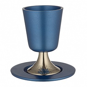 Kiddush Cup with Saucer Blue 11cm