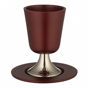 Kiddush Cup with Saucer Red 11cm 