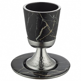 Kiddush Cup with Saucer Black 11cm  