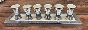 Hammered cups and tray set