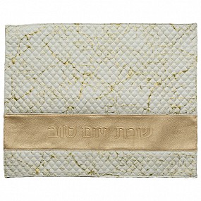 Leather Challah Cover  White/Gold