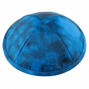 Fabric flat kippah 15.5cm blue