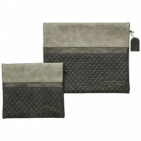 Leather-like Tallit bag set embr