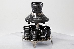 Metal Wine Fountain Black Bricks