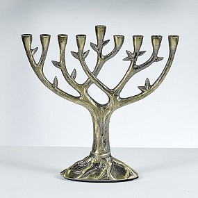 Textured 'Tree of Life' Menorah   bronze/alum