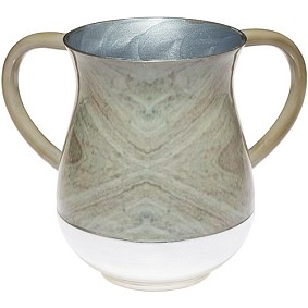 Washing cup green/beige marble effect