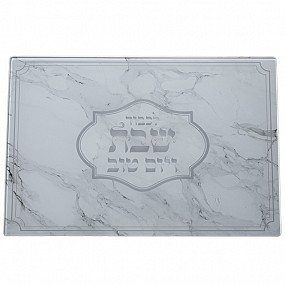 Thick Glass Challah tray Marble