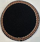 Black Knitted Kippah - brown rim 15cm