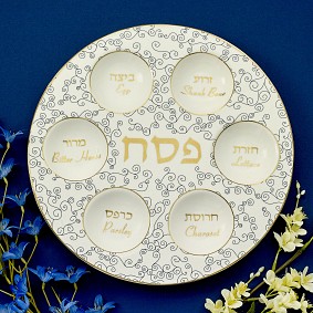 White Ceramic Seder plate  