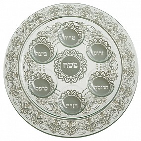 Lace round Seder plate 