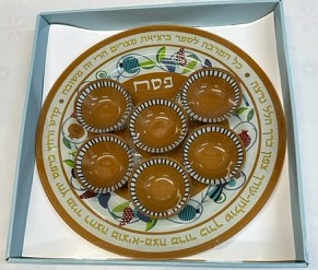 Glass Seder tray  Brown
