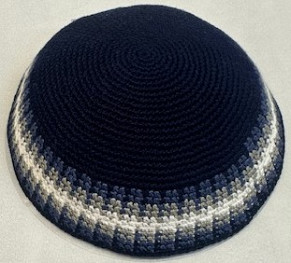 Large Navy knitted kippah 19cm