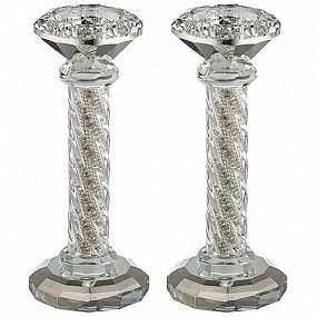 Crystal Candle sticks with stones 16.5cm 