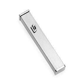 Silver square mezuza case 7cm