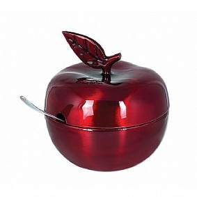 Red Apple Honeypot with spoon