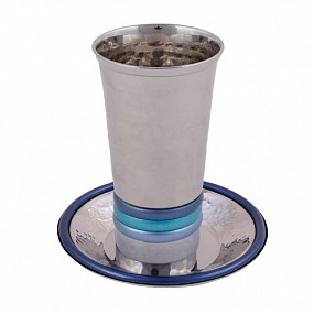 Kiddush Cup with big rings blue