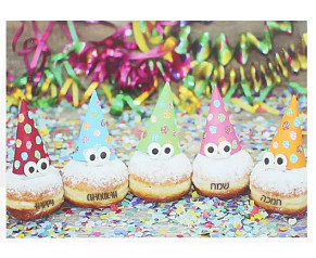 5 pack  Chanukah Cards donuts with hats