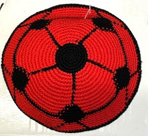 Red knitted football kippah