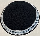 Black knitted Kippah/border 18cm  