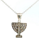 Menorah Necklace with stones