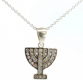 Menorah Necklace with stones