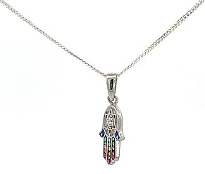 Multi coloured Hamsa Necklace  