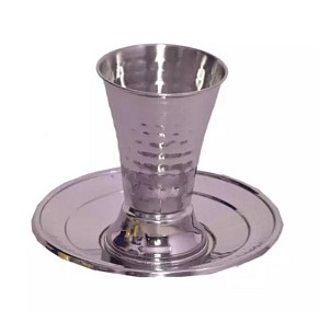 Hammered Kiddush Cup with saucer