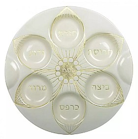 Seder plate  with gold leaf