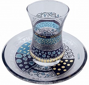 Multicolor etched Kiddush Cup