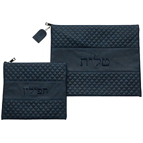 Leather-like Tefillin bag set  navy