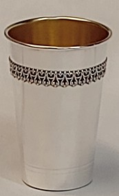 Silver Kiddush Cup decorated