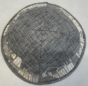 Grey kippah with Jerusalem border