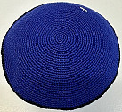 Dark Blue knitted kippah/black rim