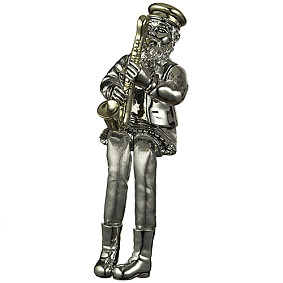 Polyresin  Figurine with cloth legs playing saxophon 25cm