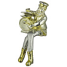 Polyresin  Figurine with cloth legs playing drums 25cm