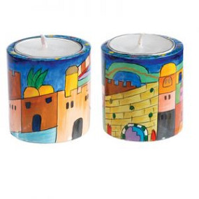 Small round candlestiks with Jerusalem vista