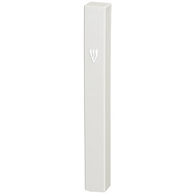 Plastic white mezuzah case 15cm