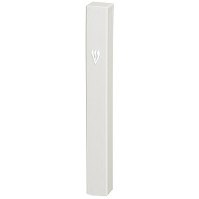 Plastic white mezuzah case 10cm