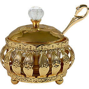 Filigreen Honey Dish with spoon bronze