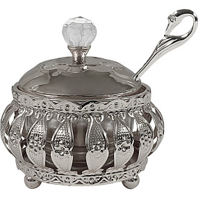 Filigreen Honey Dish with spoon metal