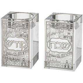 Square Crystal Candle sticks 8cm